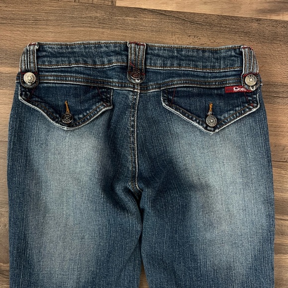 Y2K Star Low Rise Bootcut Raised Front Stitch Seam Jeans Stone Wash Jeans Size 3 - Picture 6 of 10